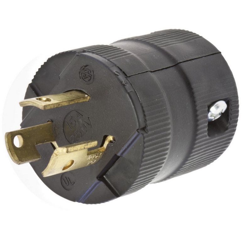 Hubbell Twist-Lock®, fiche mâle L6-15P, 15 A 250 V, mise à la terre bipolaire à 3 fils, borne à vis, noir