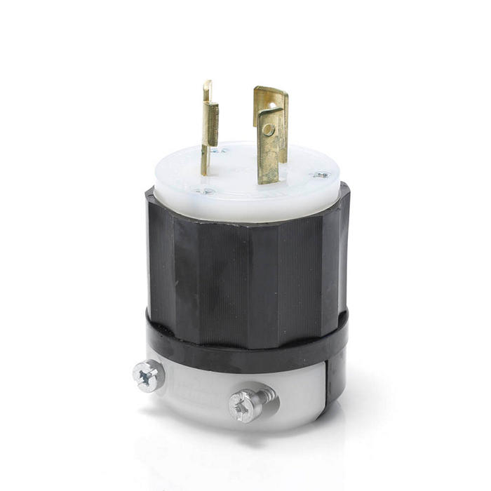 NEMA L5-20P, Locking Plug, 20 Amp, 125 Volt, Extra-Heavy Duty Industrial Grade, Black & White