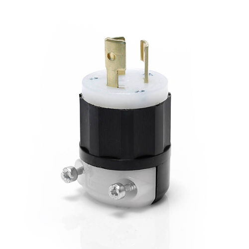 NEMA L5-15P, LEVITON Locking Plug, 15 Amp, 125 Volt, Industrial Grade, Black & White