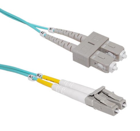 OM4 50µ Multimode Duplex OFNR Câble fibre optique LC/LC, LC/SC, SC/SC