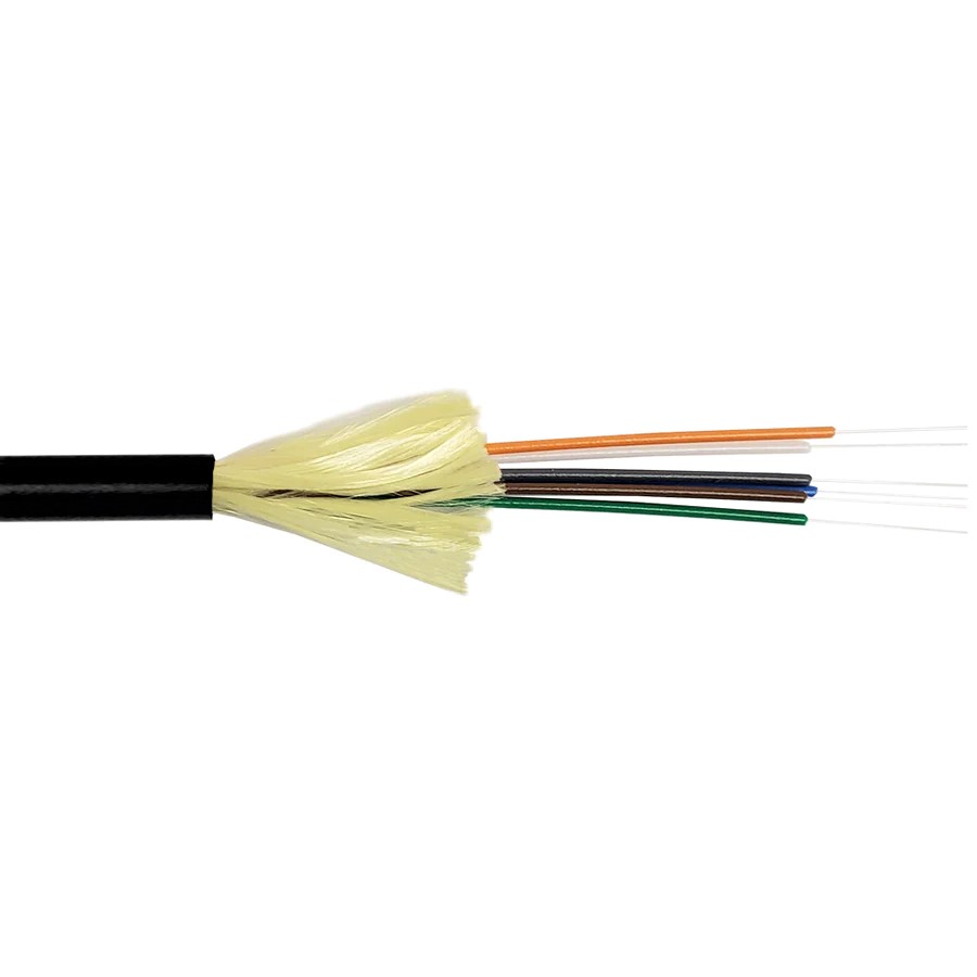 6-Fiber OM4 Multimode Fiber Optic Cable, Indoor/Outdoor, Tight Buffer OFNR