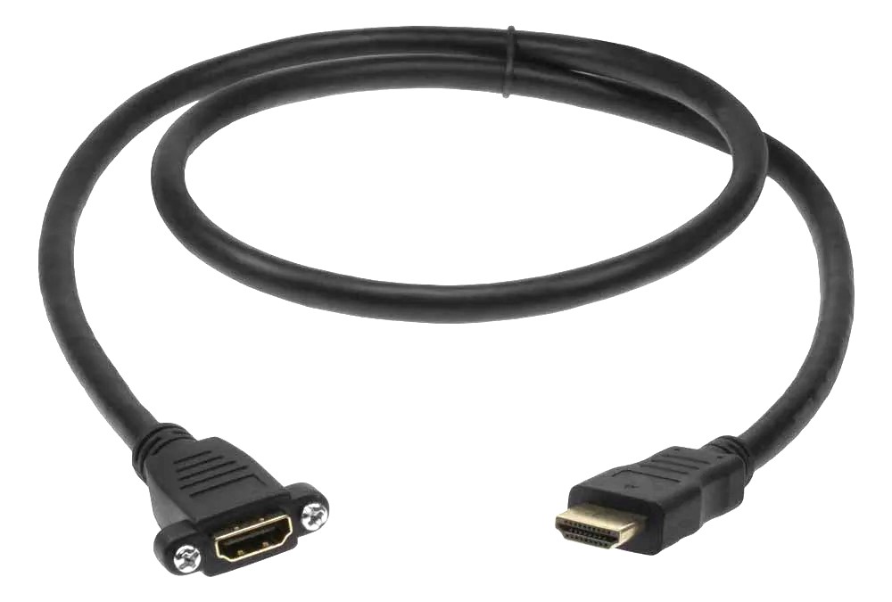 HDMI Fully Shielded Panel Mount Cable Male to Female-1.5'