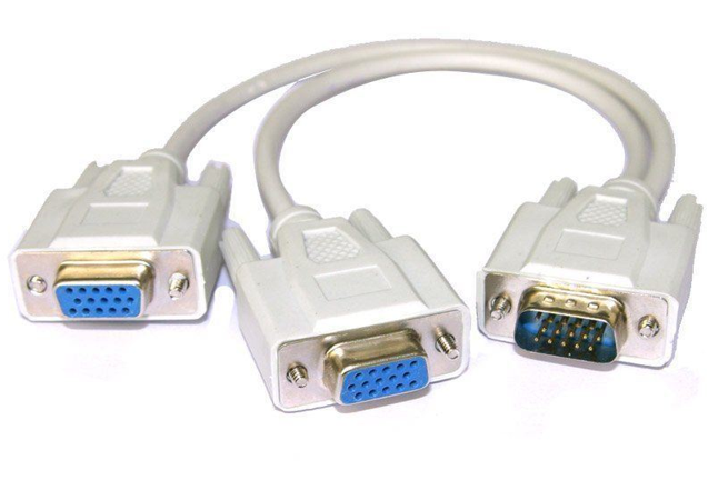 SVGA 8" Splitter Cable 1 Male to 2 Female HD15