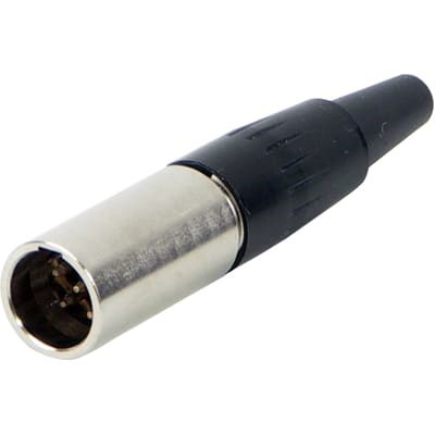 Connecteur mâle mini XLR 3 pôles, montage sur câble, contacts étamés, corps en métal