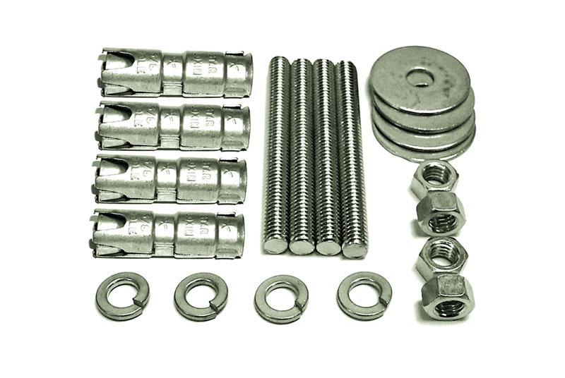 Concrete Floor Installation Kit; Includes (4) 3/8" threaded components; Zinc Finish 