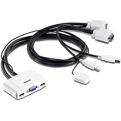 KVM 2 Ports, VGA/USB/AUDIO- Câble Intégrés