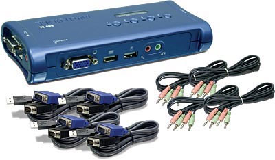 Kit de switch KVM USB à 4 ports avec fonction audio 