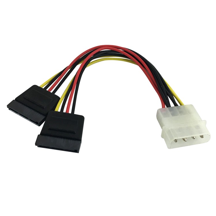 6 inch 4 pin Internal Power to 2x 15-pin SATA Power Cable