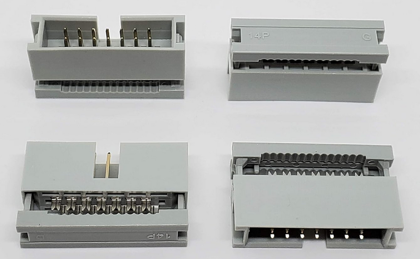 2X7 14 Pin Dual Rows 2.54mm SHROUDED IDC Male HEADER, 14 Pins IDC Crimp Connectors 