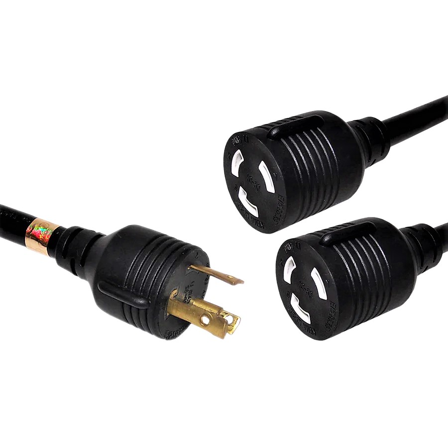 Splitter Cable NEMA L6-30P to 2x NEMA L6-30R  - 10AWG (30A 250V)