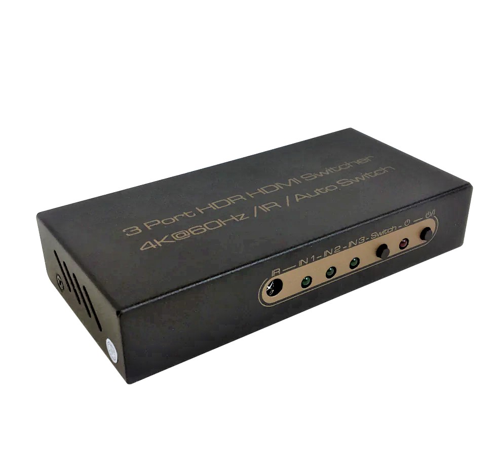 Commutateur HDMI 3 Ports 4Kx2K@60Hz - HDMI 2.0 - HDCP 2.2 - Contrôle IR (1 Sortie - 3 Entrées)