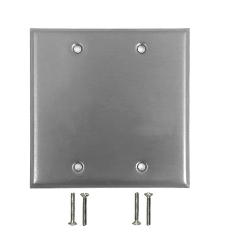 Double Gang Blank Stainless Steel Wall Plate