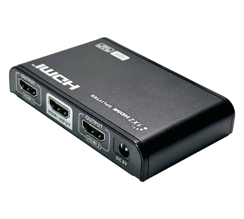 1x2 HDMI Splitter, 4Kx2K@60Hz, EDID, HDCP 2.2, YUV 4:4:4 - Displays one HDMI device to two HDMI displays simultaneous
