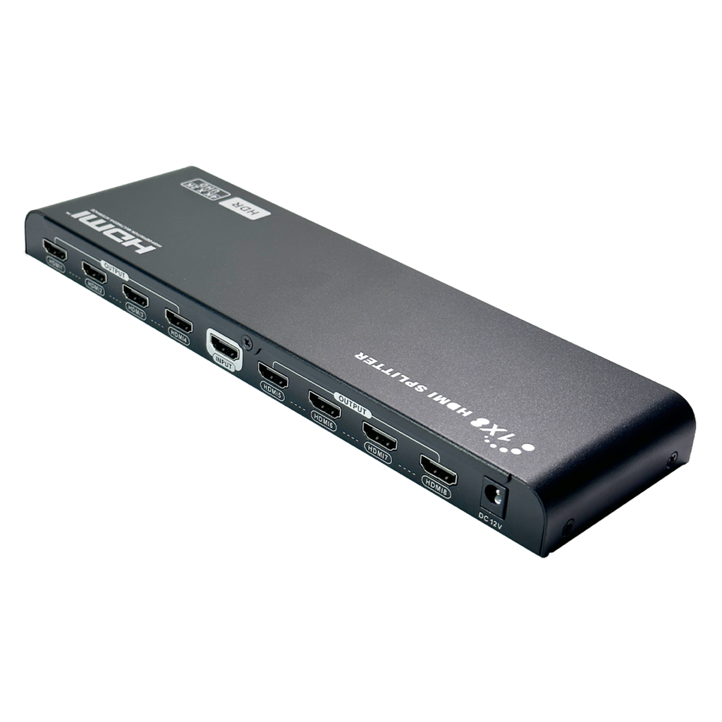 1x8 HDMI Splitter, 4Kx2K@60Hz, EDID, HDCP 2.2, YUV 4:4:4 - Displays one HDMI device to eight HDMI displays simultaneous