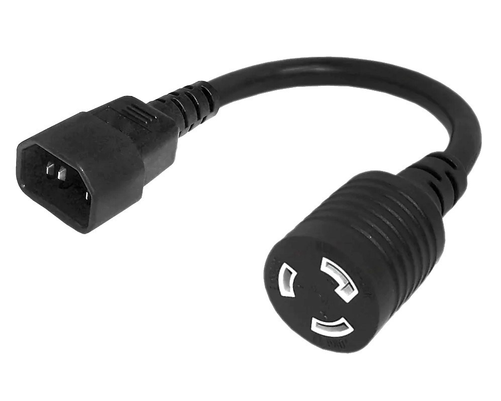 IEC C14 to NEMA L6-20R Power Cable - 14AWG - 1ft