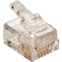 RJ12 Plug Modular Connector for Round Solid Cable (6P 6C) - 10 PK