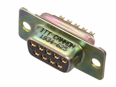 9 Position D-Sub Receptacle, Female Sockets Connector, ITT / Cannon (Cinch Connector D-Sub DEMM9S Female)
