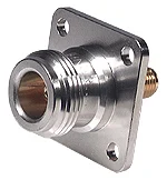 COAXIAL ADAPTER, N - SMA, 50 Ohm, Panel, jack / jack (female / female), flange mount HUBER+SUHNER