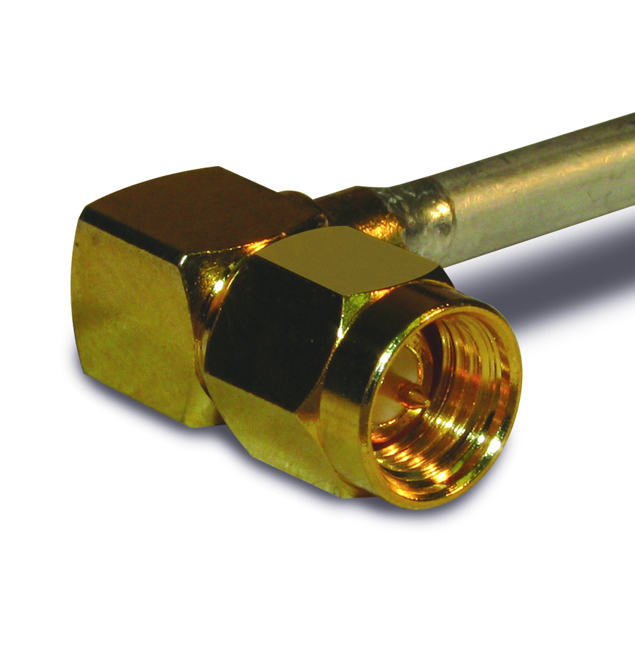 132112, Amphenol RF, SMA Right Angle Solder Plug RG-402 0.141-inch Conformable Times Tflex 402,  50 Ohm