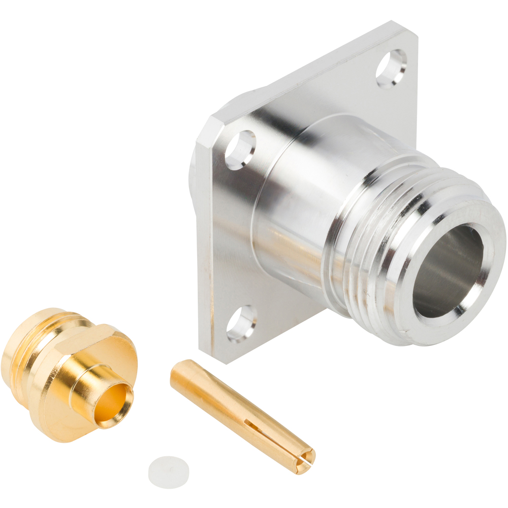 172170, Amphenol RF, N Type Connector Jack, Female Socket 50 Ohms Panel Mount Solder