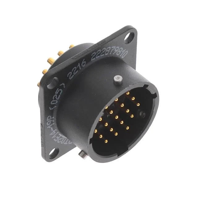 KPT02E14-19PA206, 19 Position Circular Connector Receptacle, Male Pins Solder Cup, Amphenol  