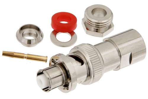 PE4316, SHV Connector Plug, Female Socket 50 Ohms Free Hanging (In-Line) Solder Attachment for RG58, RG55, RG141, RG142, RG223, RG400, RG303, PE-C195, PE-P195, LMR-195