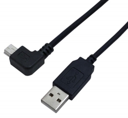 USB 2.0 A Straight Male to Mini-B 5 Male Left Angle Cable