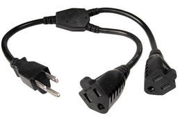 Câble répartiteur d'alimentation en Y NEMA 5-15P à 2x NEMA 5-15R,  Mâle Femelle-Femelle - AWG #16