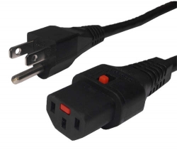 Câble d'alimentation verrouillable NEMA 5-15P vers IEC C13 -18AWG