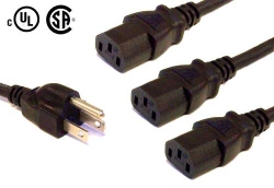 Câble répartiteur d'alimentation en Y 5-15P à 3xC13 - 16AWG