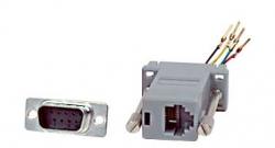 Modular Adapters - to DB connecters | Converts DB9, 15, 25 connectors to RJ11, RJ12, RJ45, RJ69 female modular jacks