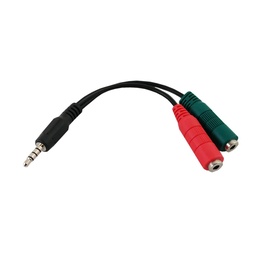 [MPMS4C-MPFSX2] 3.5mm 4C Male to 2x 3.5mm Female (headphones/mic) Adapter - 6 inches