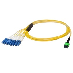 8-Fiber Singlemode MPO/APC Female to 8x LC/UPC clipped, OFNP Plenum