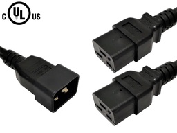Câble répartiteur d'alimentation en Y IEC C20 vers 2x IEC C19 - 12AWG