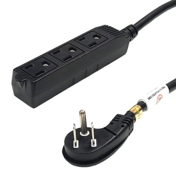 Power Extension Cord 5-15P to 3x 5-15R 16AWG (45 Degree)