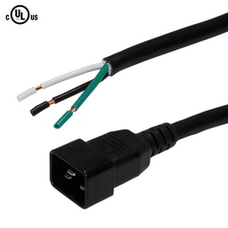 [PCC-C20O-12-8] Câble d'alimentation C20 vers ROJ à extrémité ouverte - SJT