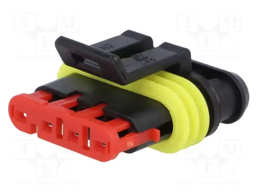 [ZAM-282088-1] 282088-1 Socket Connector 4 Position Rectangular Housing Connector Plug Black 0.236" (6.00mm), TE Connectivity AMP Connectors