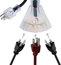 Extension Cord with 3 Electrical Power Outlets - 12/3 SJTW Heavy Duty Black  2x NEMA 5-15R - 16AWG