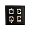 XLR 3 Position Male 4 Port Wall Plate Kit - Stainless Steel - Black