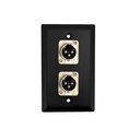 XLR 3 Position 2 Port Wall Plate Kit - Stainless Steel - Black