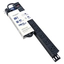 8 Outlet Metal - Black - with  Surge Protector 2100J  and  45 Degree Angle Plug 