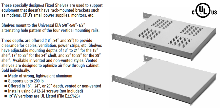 SHELF FIXED VENTED  ALUM BLK