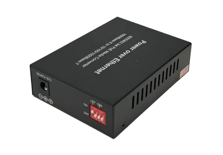 10/100/1000 Singlemode Media Converter 10km LC (1310nm) with PoE+