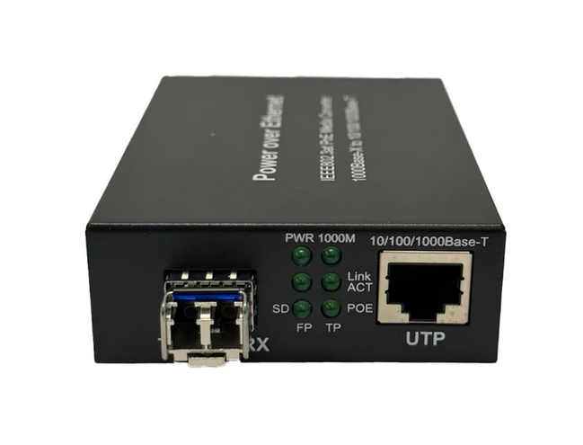 10/100/1000 Singlemode Media Converter 10km LC (1310nm) with PoE+