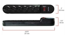 6 Outlet Power Bar - 6ft Cord, 900 Joules, 90 Degree Angle Plug - Black