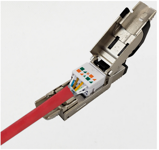 RJ45 Cat8 Shielded Male Connector (Solid or Stranded) Field Termination Tool-Less Plug