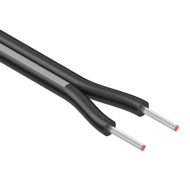 2 Conductor Cable Black 22/7 BLACK with white (price/foot)