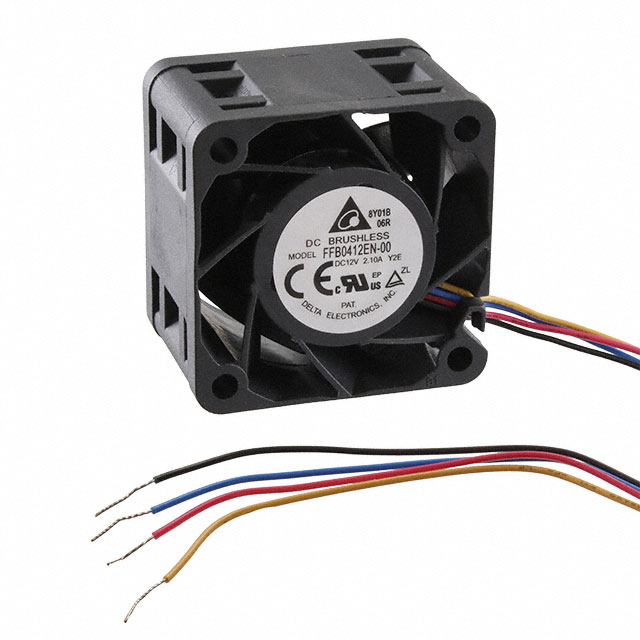 FFB0412EN-00Y2E, DELTA, Fan Tubeaxial 12VDC Square - 40mm L x 40mm H Ball 32.9 CFM (0.921m³/min) 4 Wire Leads