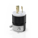 LEVITON Locking Plug, 15 Amp, 125 Volt, Industrial Grade, Black & White