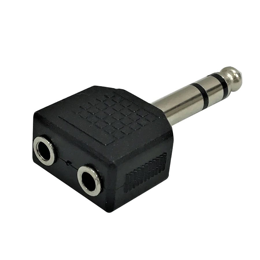 Adaptateur audio stéréo Y,  prise 1/4" mâle à 2 x 3.5mm femelle